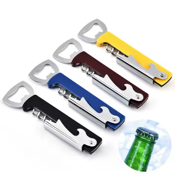 Abridor de Botellas de Cerveza 3 en 1 - Abrebotellas de Vino - Cuchillo en Forma de Caballito de Mar - Acero Inoxidable Duradero - 1