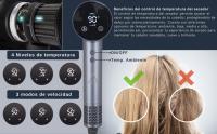 Secador de Pelo Profesional Super Hair Dryer IONIC pantalla LED táctil Diseño Innovador de Ultima generación Sin Aspas, Con Seis Accesorios, incluye soporte de pared, Boquilla Alisadora, Flyaway, Difusor, Boquilla aire suave, Boquilla suave. ALUMAR - details 2