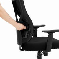 Silla de oficina ergonómica giratoria de malla con mecanismo de inclinación, apoyo lumbar y apoyabrazos ajustables, capacidad de carga de 120 kg, en negro - details 4
