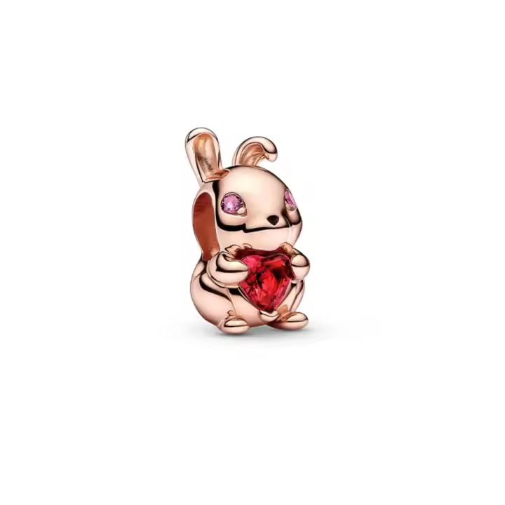 PANDORA Charm de conejo de buena suerte y paz de en oro rosa - 1
