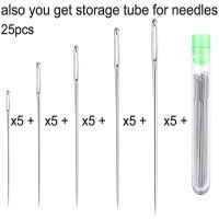 25 Pcs Agujas De Coser Con Ojo Grande De Acero Inoxidable Tamaños 1.6/1.8/2/2.2/2.4 Pulgadas Para Bordado Y Tejer Herramienta De Costura - details 5