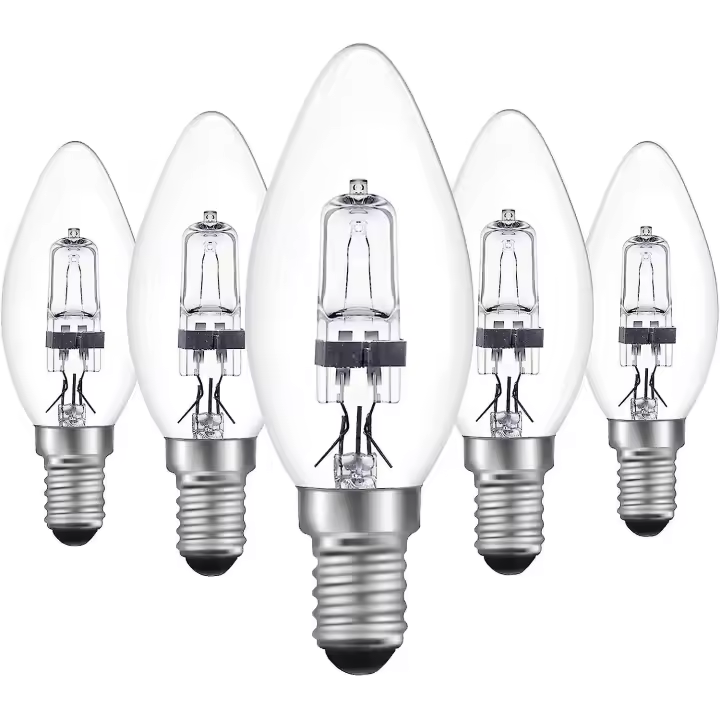 Paquete de bombillas halógenas E14 de 18 W, regulables, luz blanca cálida de 2700 K, bombillas de vela C35 regulables, rosca pequeña (ses), accesorio de bombilla Edison, bombillas LED de 3-5 W para H420 Cha - 1