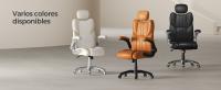 SONGMICS Silla de Oficina, Silla Gaming Ergonómica, Mecanismo de Inclinación, Apoyabrazos Plegables, Ruedas Universales, Altura Ajustable, Silla Racing, Negro Tinta/Marrón Caramelo/Blanco Crema - details 1