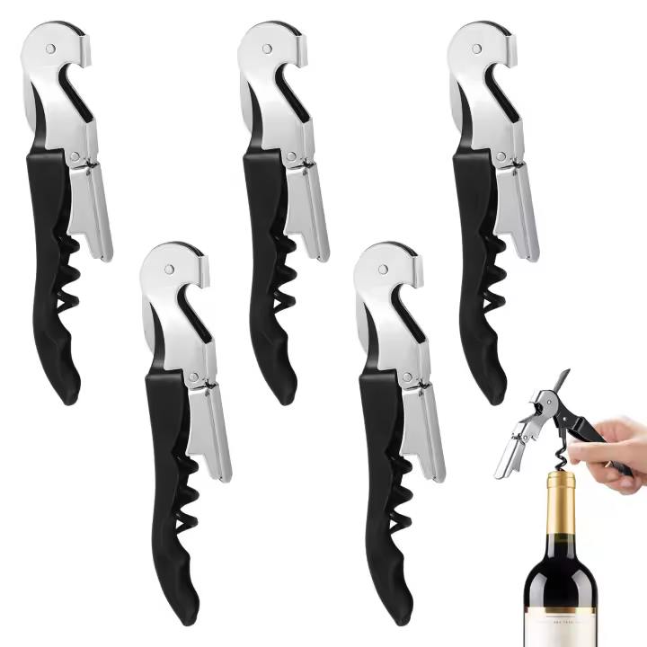 Abridor de vino para camareros con cortador de papel de aluminio, accesorio para camareros, llave de vino profesional para camareros, abrebotellas, abrebotellas de cerveza, paquete de 5 accesorios para vino - 1