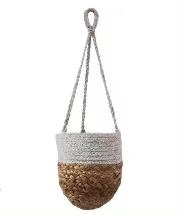 Cesta o canasto o decoración de pared Deepak de yute y algodón 13 x 16 cm de la marca Origen - 1