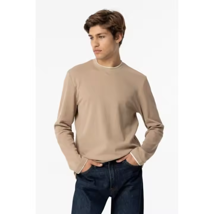 Tiffosi - Camiseta para Hombre de Color Beige - 1