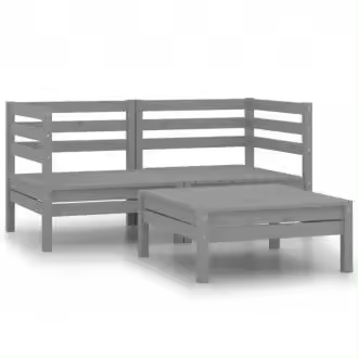 VIDAXL 806604 conjunto de muebles de jardín de 3 piezas fabricados en madera maciza de pino gris - 1