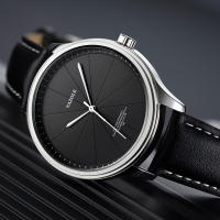 Reloj De Pulsera De Lujo Minimalista Para Hombres Y Mujeres Con Bisel Redondo Y Correa De Cuero Resistente Al Agua Y Al Choque Regalo Para Novio - details 3