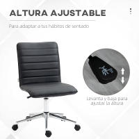 Vinsetto Silla de Oficina Ergonómica Silla de Escritorio Giratoria con Altura Ajustable Respaldo Tapizado en Piel Sintética Carga 120 kg 47x57x76,5-86,5 cm - details 3