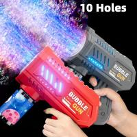 Pistola De Burbujas Eléctrica Para Niños Con 10 Agujeros Máquina Automática De Jabón Para Juegos Al Aire Libre En Verano - details 1