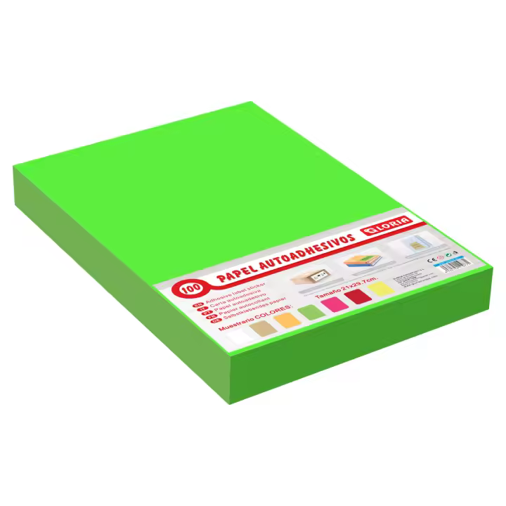 00564-53 Papel autoadehsivo de color verde fluorescente A4 21*29.7CM, etiqueta adhesiva para impresoras. - 1