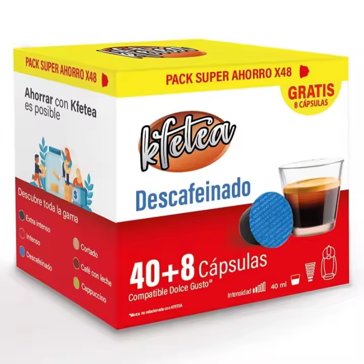 Descafeinado Kfetea compatible Dolce Gusto 48 cápsulas, Formato Super Ahorro 8436583660201 - 1