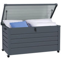 Outsunny Baúl de Exterior 311 L Arcón de Almacenaje de Acero Galvanizado con 4 Ruedas 2 Asas y 1 Cerradura con Llave para Jardín Patio 120x62x66 cm Gris Oscuro - details 0