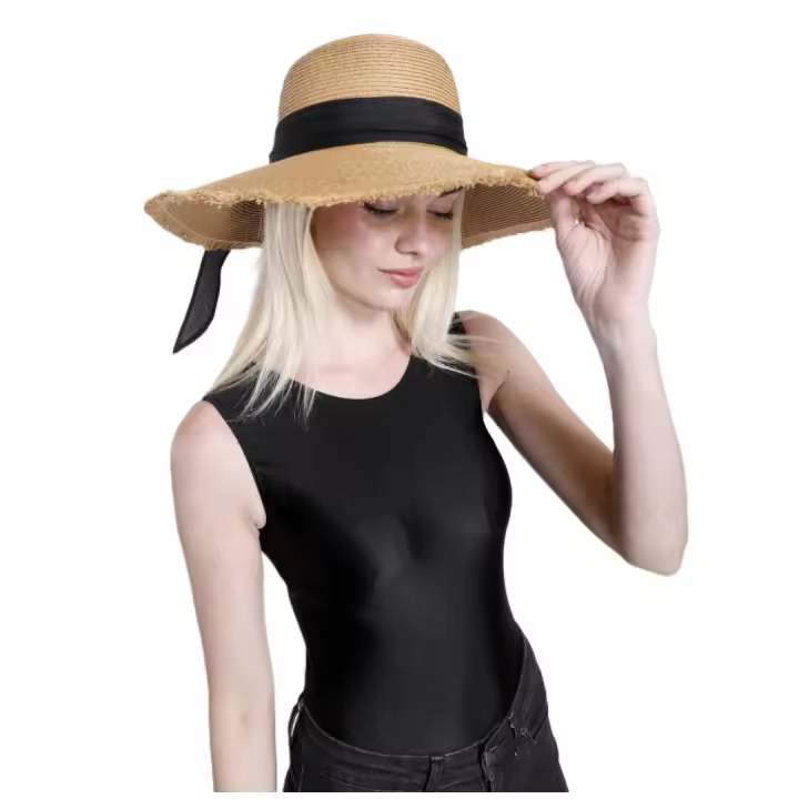 Kebedo Moda Sombrero de Paja Ajustable para Mujer, ala Ancha, Pamela Grande, Sombrero Mujer Verano para el Sol, Gorro Playa con Protección Solar, Talla única ajustable 56-57 CM - 1