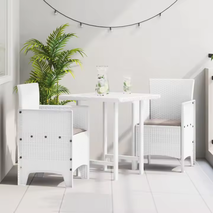 Silla de Jardín vidaXL Juego de 2 Blanco Taupe Ratan Plástico - 1