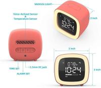 Kids Alarm Clock,Cute Pet Night Light Bedside Animal Alarm Clock Snooze Thermometer - details 0