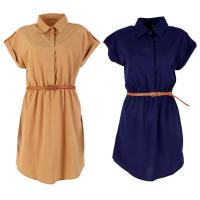 Vestido De Mujer Verano Chiffon Con Cinturón Estilo Oficina Y Fiesta Manga Corta Cuello En V Silueta A-Line Talla Slim - details 0