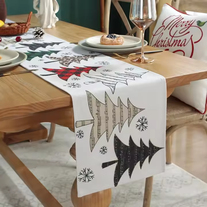 Corredores de Mesa de Feliz Año Nuevo, decoraciones navideñas para el hogar, Fiesta, Árbol de Navidad, COPO de Nieve, decoración de otoño, 2024 - 1