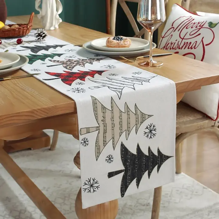 Corredores de Mesa de Feliz Año Nuevo, decoraciones navideñas para el hogar, Fiesta, Árbol de Navidad, COPO de Nieve, decoración de otoño, 2024 - 1