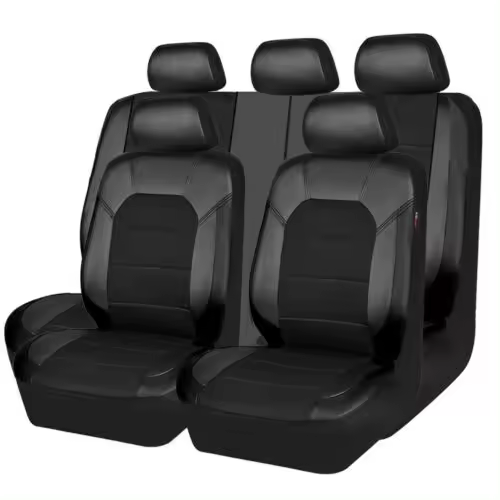 Funda para asiento de coche, conjunto de 4 piezas de cuero artificial con costura tipo sándwich de cuero pu - 1