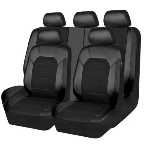 Funda para asiento de coche, conjunto de 4 piezas de cuero artificial con costura tipo sándwich de cuero pu - 1