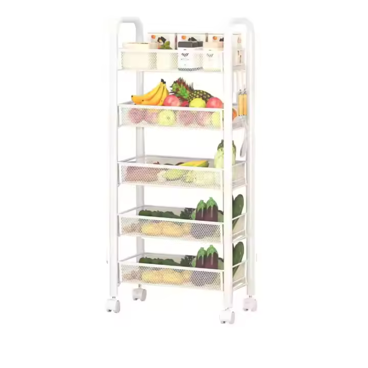 LUTODY - Carro de Almacenamiento Organizador Metálico de Varios Niveles con Ruedas, Carrito Auxiliar Compacto, Verdulero, Frutero, Multiuso para Cocina - 1