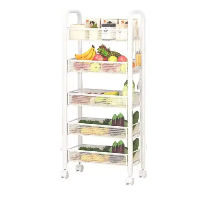 LUTODY - Carro de Almacenamiento Organizador Metálico de Varios Niveles con Ruedas, Carrito Auxiliar Compacto, Verdulero, Frutero, Multiuso para Cocina - 1