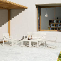 Outsunny Conjunto de Jardín Exterior 5 Piezas Muebles Jardín Exterior con 2 Sillones 1 Sofá de 2 Plazas y 2 Mesas de Centro Diseño de Lamas Impermeable Anti-UV Blanco - details 1