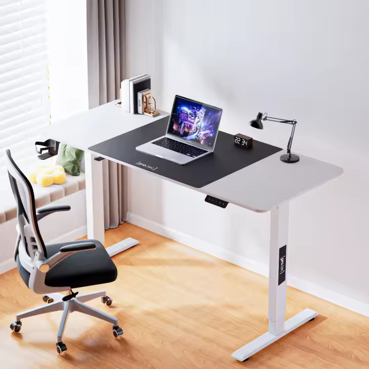 Escritorio ajustable en altura Stryn aglomerado/acero 140x60cm - Blanco [pro.tec] - 1