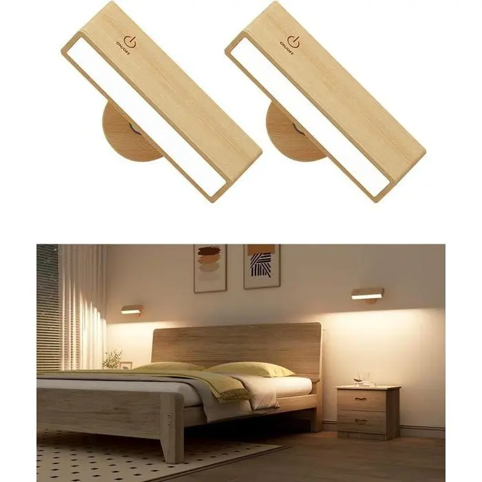 Juego de 2 lámparas de noche - Aplique de pared inalámbrico - Recargable, LED, Madeira-Lámpara de pared inalámbrico, Lámpara de pared LED inalámbrico - 1