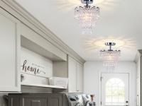 Lámpara De Techo De Cristal Con 3 Capas Y Diamantes Punzantes E27 Luces De Decoración Para Sala De Estar Y Dormitorio Fuente De Energía: Acción De Corriente - details 13