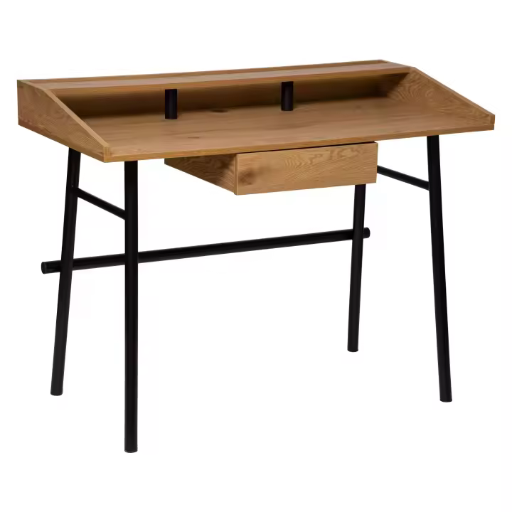 Mesa Escritorio Industrial Josan Con Cajón Roble y Negro 110 cm - 1
