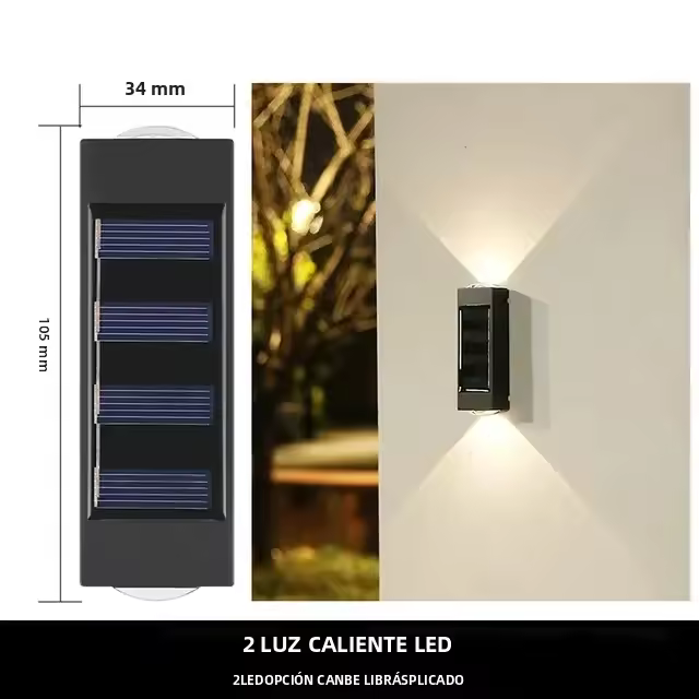 Lámpara De Pared Solar Para Jardín Y Valla Decorativa Luz Luminosa Hacia Arriba Y Abajo Impermeable Con 10/8/6/4 LEDs Iluminación Exterior - 1