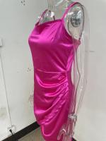 Vestido Corto De Color Sólido Con Encaje Y Tirantes Para Mujer Estilo Europeo Y Americano Verano 2024 Cierre Por Encima Polyester Slim Fit - details 14