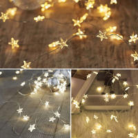 Luces De Navidad LED Para Interior 60LED Cadena De Estrellas Plateada Luz De Fairy Operadas Por Batería Para Bodas Y Navidad Decoración De Pared Y Cama - details 6