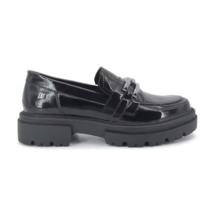 Mocasín Mustang para mujer, mod.51643, Mocasín cadena negro mate muy cómodas y ligeras - 1
