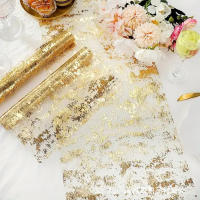 Bandera De Mesa De Fiesta De Cumpleaños Y Boda Con Reluciente Dorado Decoración De Mesa Teléfono Mesh Térmico Material Poliéster/Celulosa - details 0