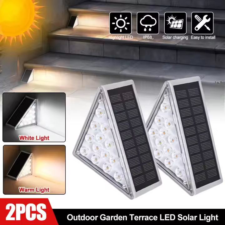 Lámpara Solar de Paso para Exteriores - Luces LED IP67 Impermeables - Vallas - Lámparas Antirrobo - Escaleras - Decoración de Seguridad para Jardín - Lámpara de Pared - 2 Uds./lote - 1