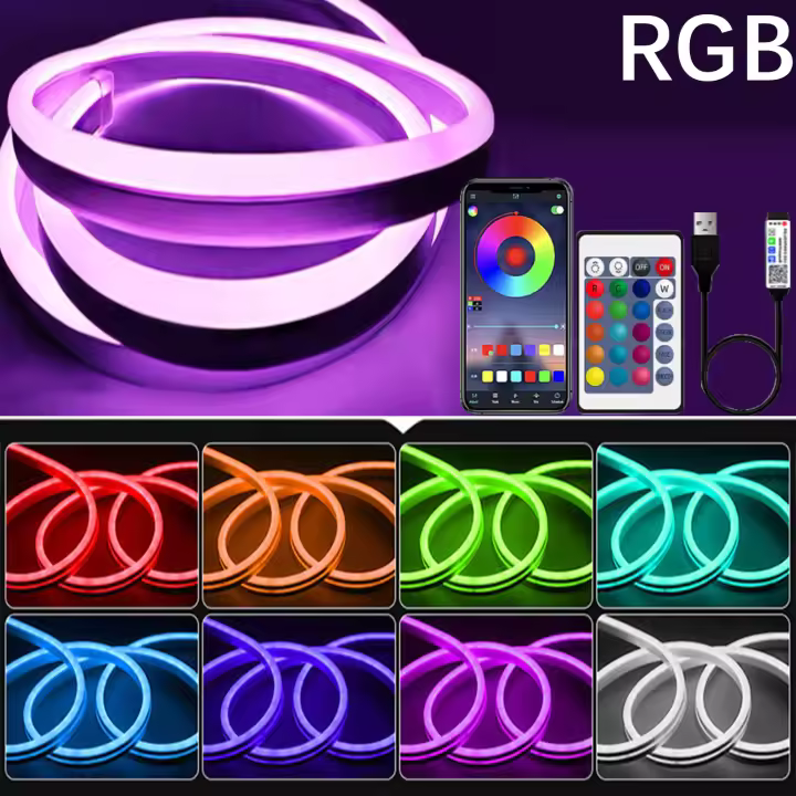Tira De Luces LED Neón RGB DC5V Con Control Remoto De 44 Teclas Y Bluetooth Para Decoración De Hogar Y Exterior Iluminación Para TV - 1