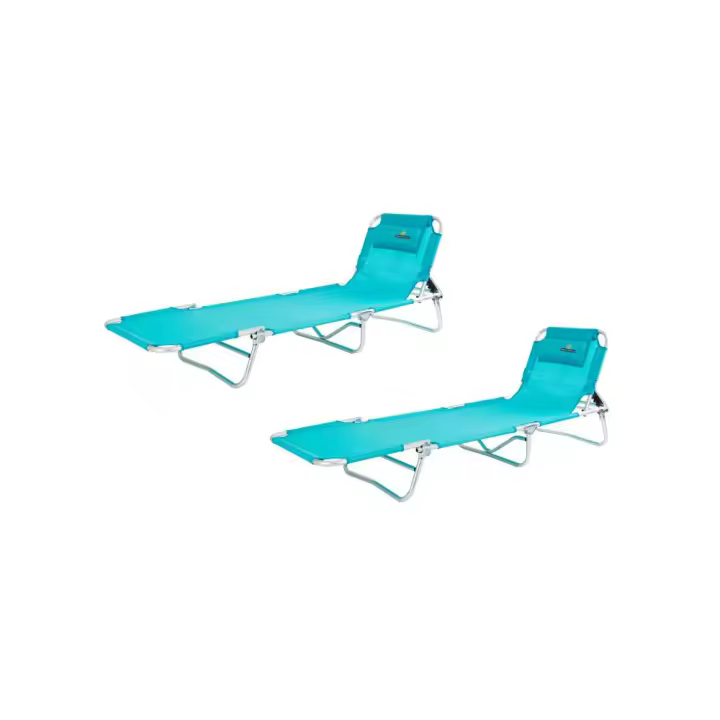 Lote de 2 tumbonas FÓSFORO 1012 (Turquesa) - Tumbonas de Playa plegable y reclinable. 4 Posiciones - CREVICOSTA QUALITY MARK MARCAS DE CALIDAD - 1