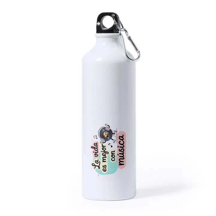 MERCHANDMANIA Bidón Grande 800 ml acero inoxidable frase graciosa musica vida motivacion kpop deporte deportivo con mosqueton botella - 1