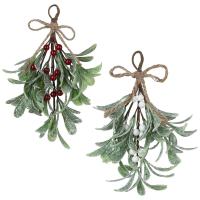 Falsas Ramas De Mistletoe Artificiales Con Efecto De Niebla Decoración Festiva Para El Hogar Y Navidad Ramas Duraderas De Flores Artificiales Para Uso Interior En Invierno - details 0
