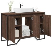 vidaXL Armario lavabo baño madera ingeniería 91x35x60 cm en color Roble ahumado/Marrón roble/Gris sonoma y más | almacenamiento funcional diseño moderno para baño dormitorio sala - details 1