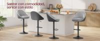 VASAGLE Taburete de Bar, Juego de 2, Taburete de Barra, Regulable en Altura, Giratorio 360°, Silla de Cocina, con Respaldo, Base, Reposapiés, Acero, para Mostrador, Comedor, Gris Paloma/Marrón Camello/Blanco Crema/Rosa Jalea y Gris Plata - details 0