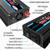 Inversor de onda sinusoidal pura para coche, convertidor de voltaje, herramienta LED, USB Dual, 12V a 220V/110V, 1600W, 2500W, 3500W, negro/amarillo (opcional) - details 3