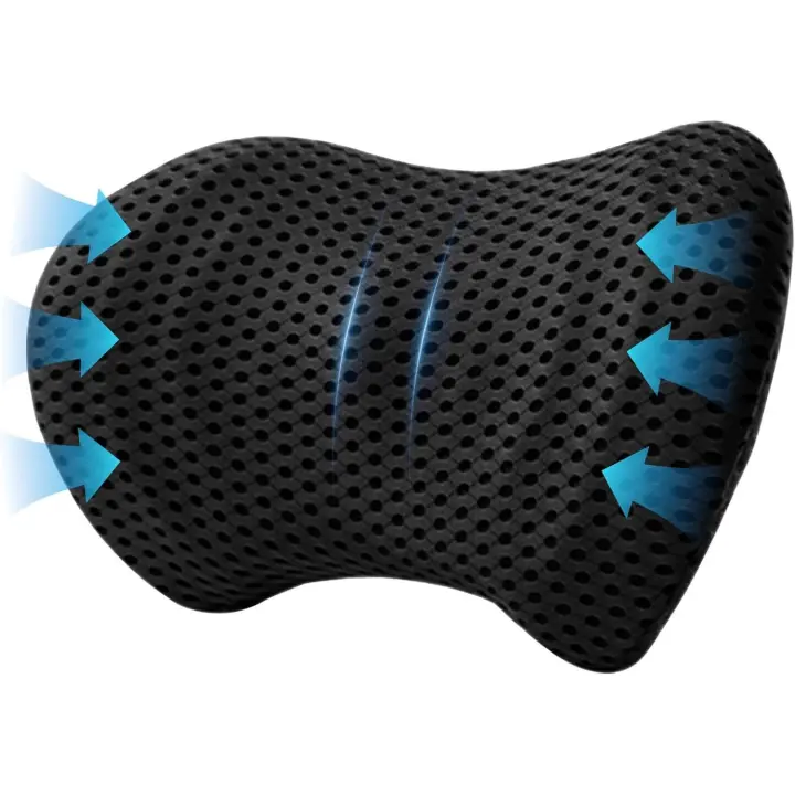 Cojín Lumbar ergonómico de Espuma viscoelástica, cojín Lumbar para Respaldo, cojín Lumbar para Asientos de Coche y sillas de Oficina (Negro) - 1