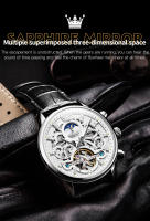 Reloj Mecánico Para Hombre OLEVS 6658 Con Fase Lunar Y Luminosidad Resistente Al Agua De Cuero Acero Inoxidable Y Dial Luminoso - details 8