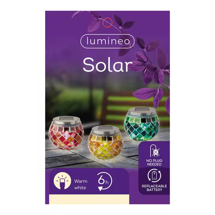 Lámpara solar diseño mosaico 9cm colores surtidos. 894596 - 1