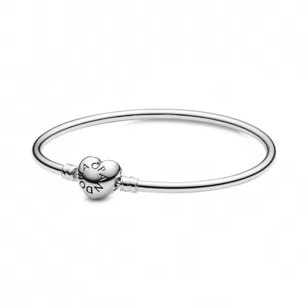 Pulsera rígida Moments en plata de ley con cierre Corazón para charms, Ref: 596268 - 1