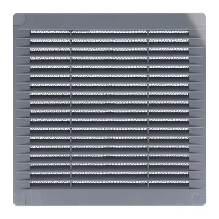 EDM Rejilla de Ventilación Cuadrada ABS Gris 200x200mm con Mosquitera - 87705 Rejilla de ventilación Accesorios Varios Bricolaje Rejilla - 1